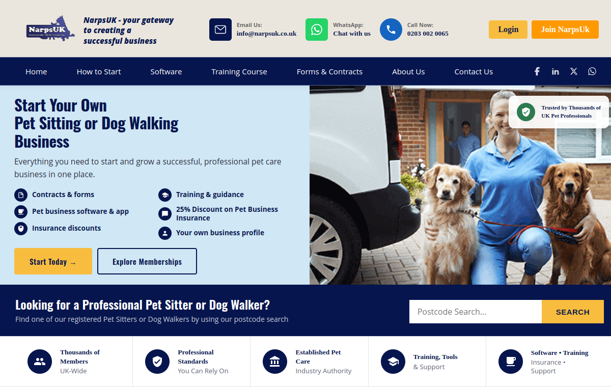 NARPS UK website homepage