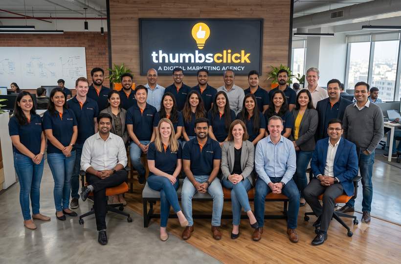 The ThumbsClick digital marketing team in the office